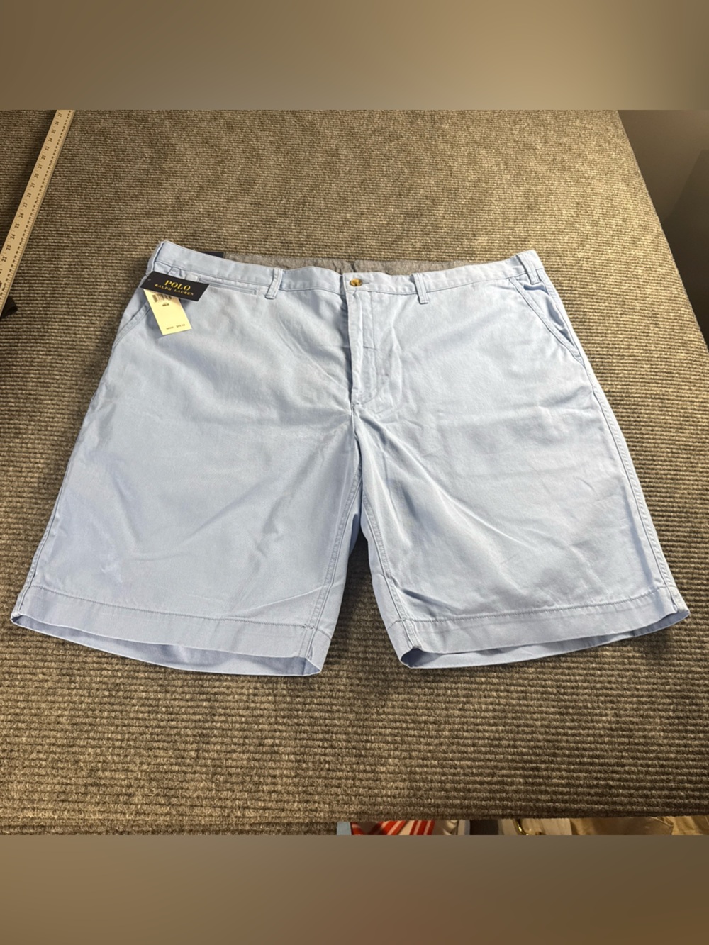 Polo Ralph Lauren Blue Classic Fit Cotton Blend Chino Shorts Pony Mens 46B NWT